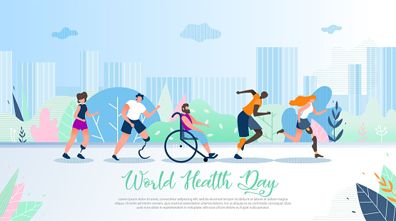 Disabled People Outdoor Activity Vector Banner