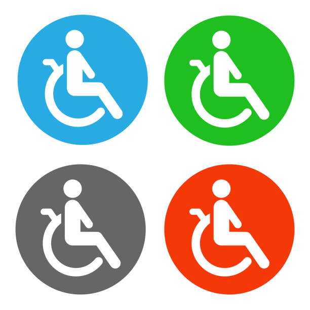 illustrations, cliparts, dessins animés et icônes de personne handicapée. jeu d’icônes. vector - handicap