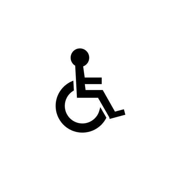 illustrations, cliparts, dessins animés et icônes de icône de l’handicapé en fauteuil roulant. désactiver le logo symbole, isolé sur blanc, vecteur - handicap