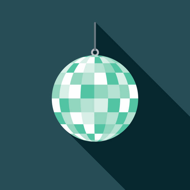 Disco Ball Flat Design 1970s Icon A set of 1970’s themed icon. File is built in the CMYK color space for optimal printing, and can easily be converted to RGB. Color swatches are global for quick and easy color changes throughout the entire set of icons. disco ball stock illustrations