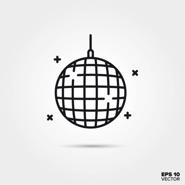 ilustrações de stock, clip art, desenhos animados e ícones de disco ball vector line icon - balo~es festa