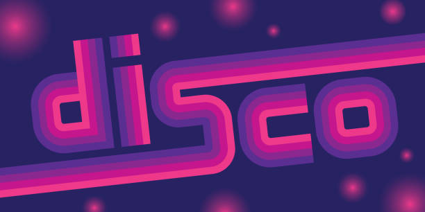 Disco colorful custom lettering for retro dance party vector art illustration
