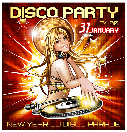 Disco dance floor party poster