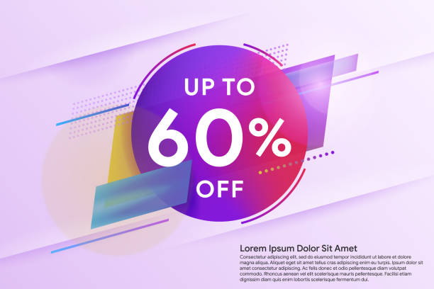 Discount up to 60% off. Sale special offer banner. Trendy minimal design as template for cover, presentation, banner. vector art illustration
