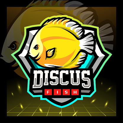 Discus fish mascot. sport emblem design