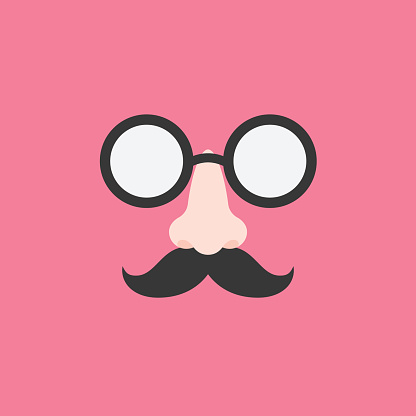 disguise glasses, nose and mustache for party, flat design icon