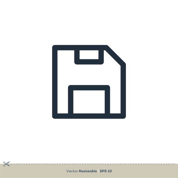 diskette icon vector logo vorlage illustration design. vektor eps 10. - datenspeicher diskette stock-grafiken, -clipart, -cartoons und -symbole