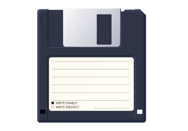 diskette oder diskette ist ein altes medium, um informationen auf retro-computern zu speichern - datenspeicher diskette stock-grafiken, -clipart, -cartoons und -symbole