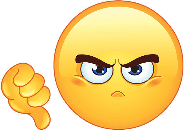 ilustraciones, imágenes clip art, dibujos animados e iconos de stock de dislike emoticono - angry face
