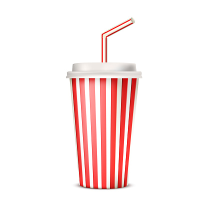 Disposable cup for beverages with straw