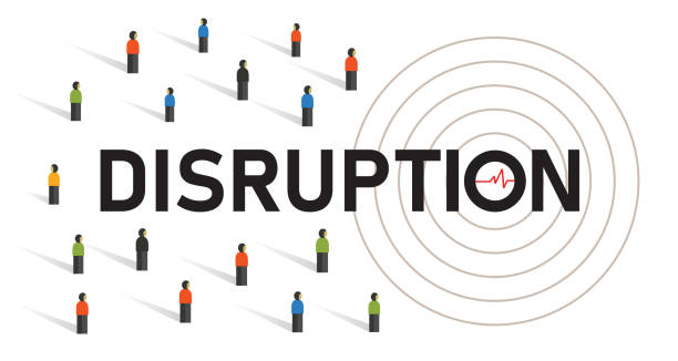 disruption change in society consumer. Revolutionary wave in crowd community disrupt people disruption change in society consumer. Revolutionary wave in crowd community disrupt people vector organizational disruptions stock illustrations