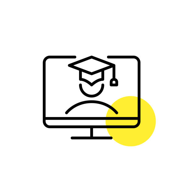 Distance learning student icon. Pixel perfect, editable stroke line art icon vector art illustration