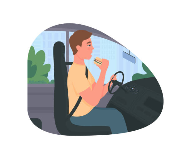 ilustrações de stock, clip art, desenhos animados e ícones de distracted driving 2d vector web banner, poster - food wheel infographic