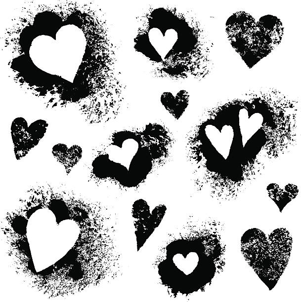 Distressed hearts vector art illustration