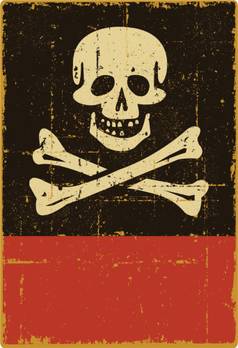 Distressed Jolly Roger Sign - Copy Space