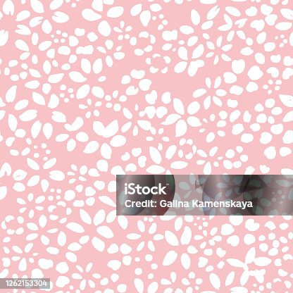 istock Ditsy flower seamless pattern. Simple floral texture. Flower silhouettes. Small meadow plants. Summer botanical background. For fabric and texture, 1262153304