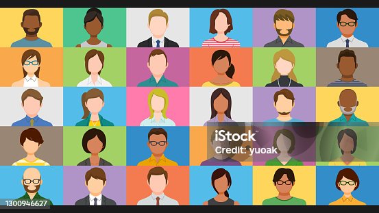 istock Diverse people on online group video chat screen 1300946627