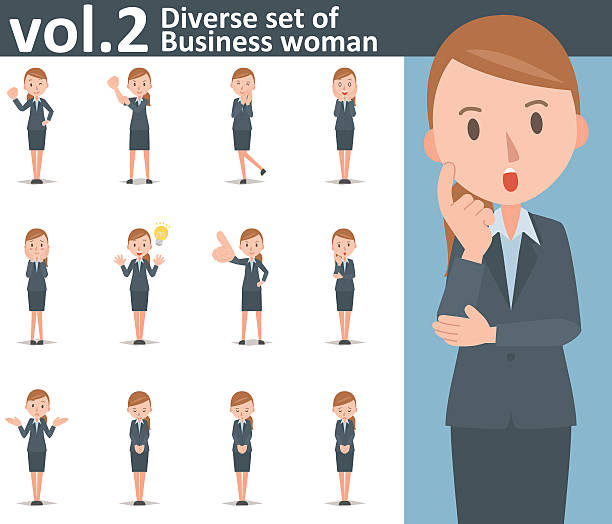 Diverse set of business woman on white background vol.2 Diverse set of business woman on white background , EPS10 vector format vol.2 shy japanese woman stock illustrations