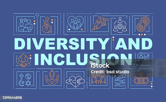 istock Diversity and inclusion word concepts dark blue banner 1399544898