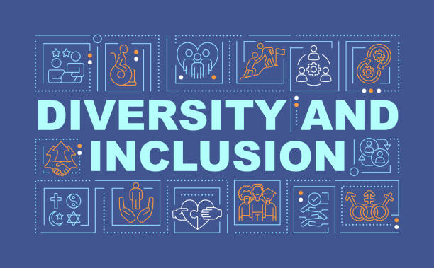 różnorodność i integracja pojęcia słowne ciemnoniebieski baner - różnorodność stock illustrations