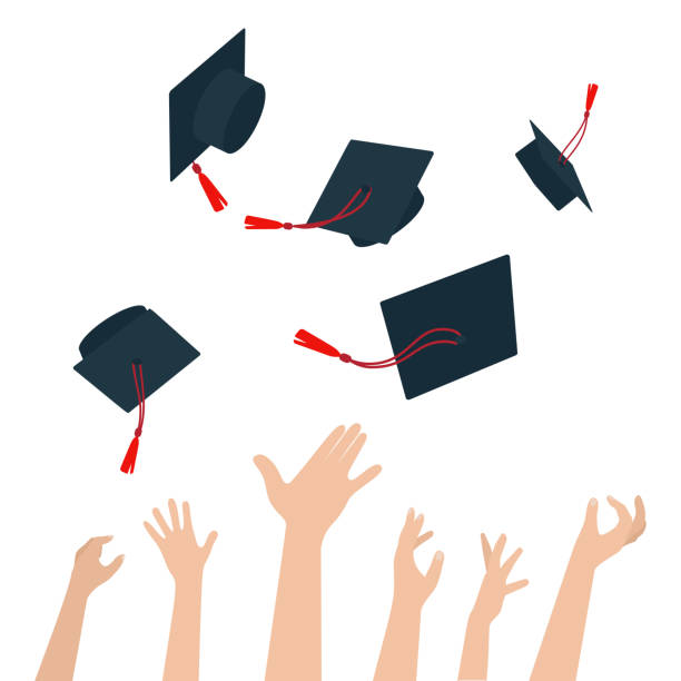 Diversity of People Holding Certificates and Throwing Graduation Caps Diversity of People Holding Certificates and Throwing Graduation Caps. Vector hats off to you stock illustrations