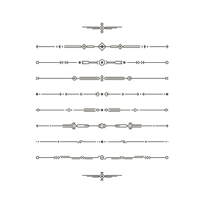 Dividers vector set. Geometric vintage line border, text design element.