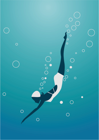 Diving woman silhouette