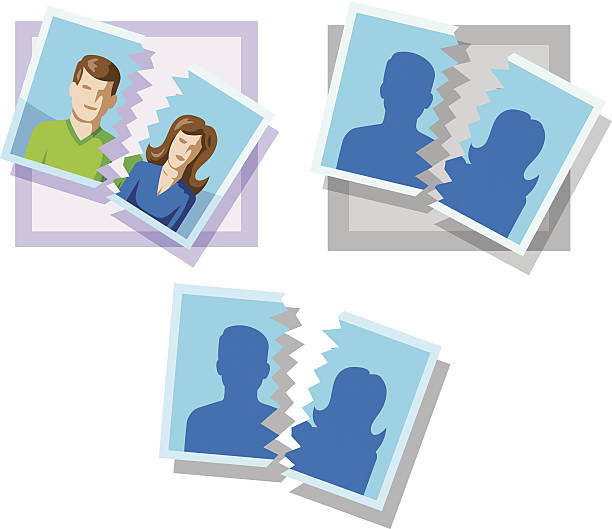 Divorce pic Icon/illustration symbolizing a divorce divorce borders stock illustrations