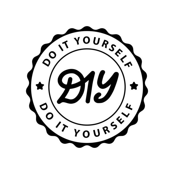 DIY do it yourself. Lettering abbreviation logo circle stamp. Rubber seal stamp on white background Vector illustration. DIY do it yourself. Lettering abbreviation logo circle stamp. Vector illustration. Round Template for print design label, badge rubber seal stamp on white background craft stock illustrations