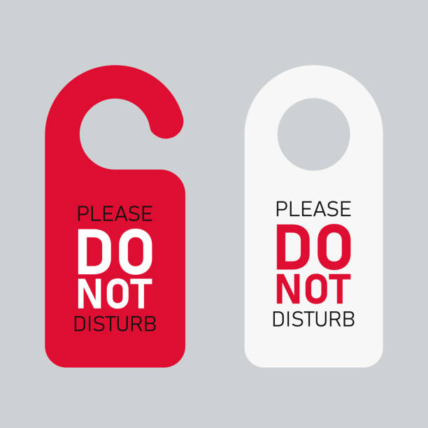 Do not disturb door hanger signs isolated message for peace. vector art illustration