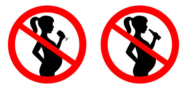 Do not drink sign for pregnant women Do not drinking warning sign for pregnant women warning about unhealthy or dangerous beverages. xdo stock illustrations
