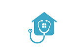doctor home icon design with stethoscope icon.