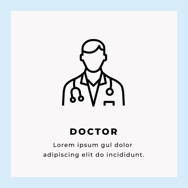 stockillustraties, clipart, cartoons en iconen met doctor line pictogram voorraad illustratie - patiënt
