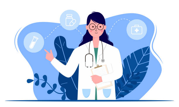 Doctor or medical service concept,Concept for medical app and websites. Flat vector illustration. Doctor or medical service concept,Concept for medical app and websites. Flat vector illustration. xu stock illustrations