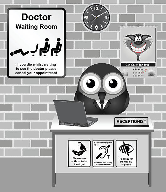 ilustrações de stock, clip art, desenhos animados e ícones de médico sala de espera - doctor wall