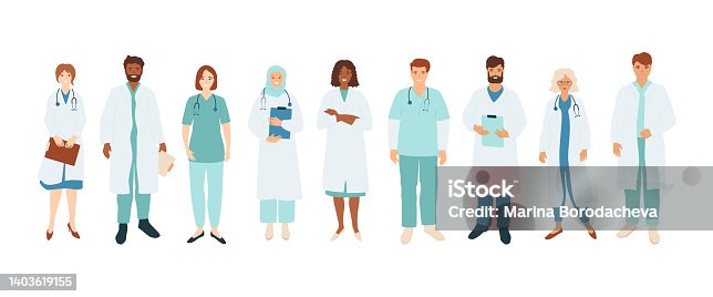 istock Doctors and nurse set, diverse healthcare professional team. 1403619155