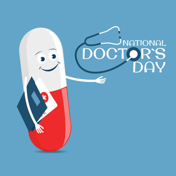 Doctor`s Day. Vector Illustration on the theme Doctor`s Day. Greeting card in flat design. happy doctors day stock illustrations
