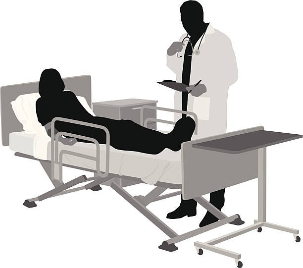 Doctor's Work A-Digit  bed furniture silhouettes stock illustrations