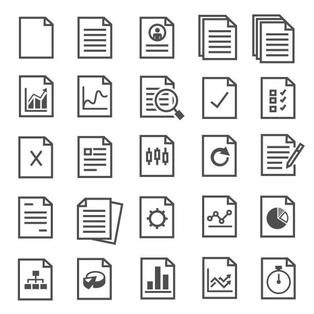 ilustraciones, imágenes clip art, dibujos animados e iconos de stock de iconos de documento - documento