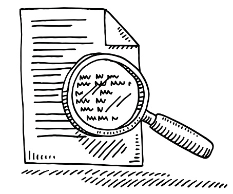 Document Magnifying Glass Symbol Drawing