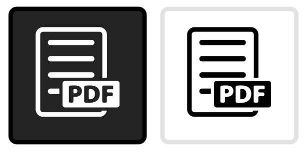 Document PDF Icon on  Black Button with White Rollover vector art illustration