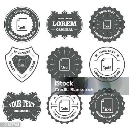 istock Document signs. File extensions symbols 491337768