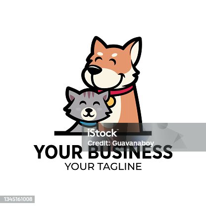 istock Dog and cat logo design for pet shop 1345161008
