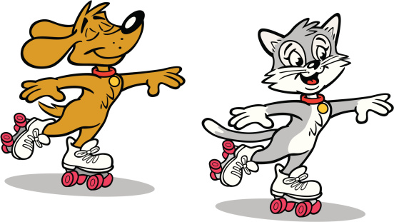 Dog and Cat Roller Skating
