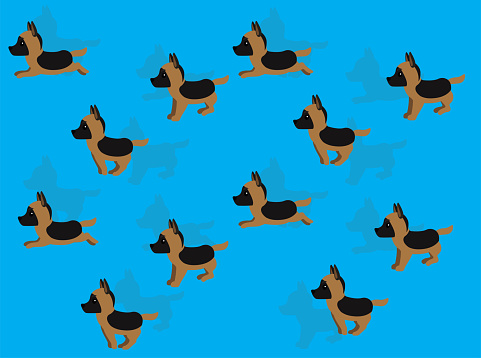 Dog Animation German Shepherd Cartoon Illustration Seamless Background