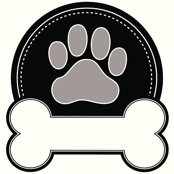 Dog Bone and Paw A dog pawprint and dog bone with room for text in a circular design bone stock illustrations