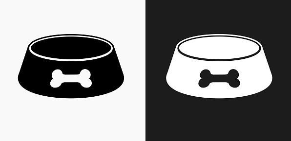 Dog Bowl Icon On Black And White Vector Backgrounds Stock Illustration