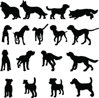 Dog breed silhouettes