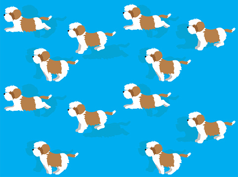 Dog Cartoon Petit Basset Griffon Vendeen Seamless Wallpaper Background