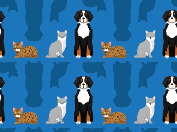ilustraciones, imágenes clip art, dibujos animados e iconos de stock de perro gato wallpaper 3 - bengals